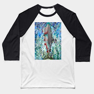 Under water shark swimming between corals. Baseball T-Shirt